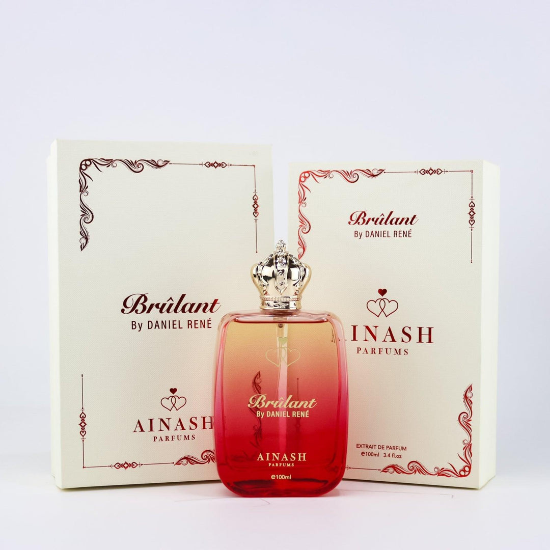 Brulant by Daniel René – Ainash Parfums | Rich coffee, dark cocoa and caramel heart | Spicy amber gourmand extrait de parfum with vanilla absolute and vetiver base