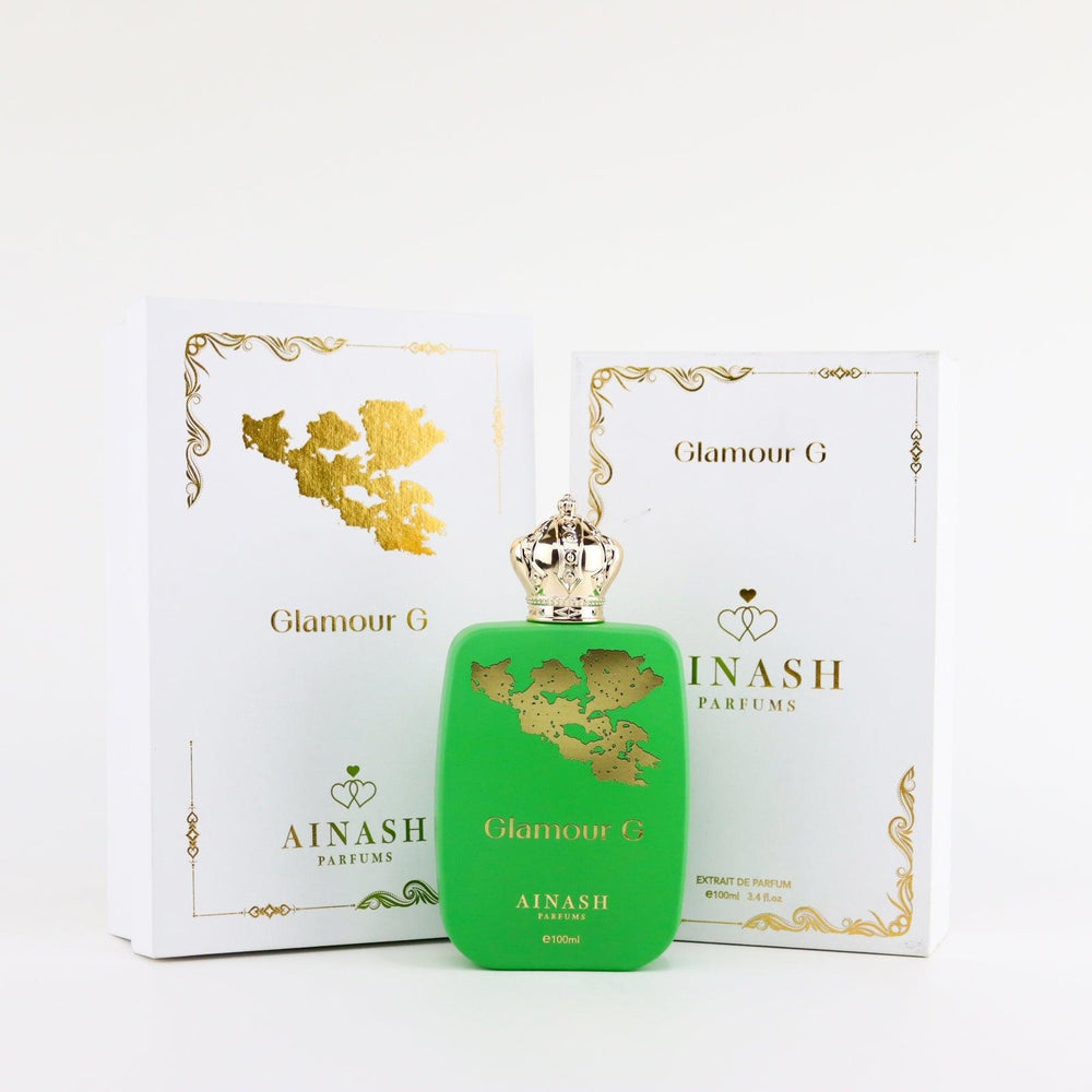 Glamour G – Ainash Parfums | Cedar, jasmine and cinnamon heart with oakmoss and suede base | Rich unisex extrait de parfum with warm spicy floral depth and chypre character